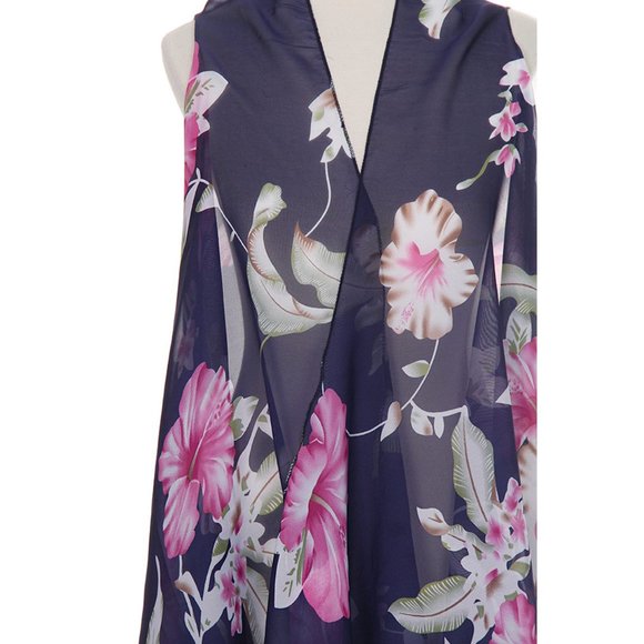 Code22 Big Flower Pattern Beach Vacation Cover Up - Picture 4 of 4